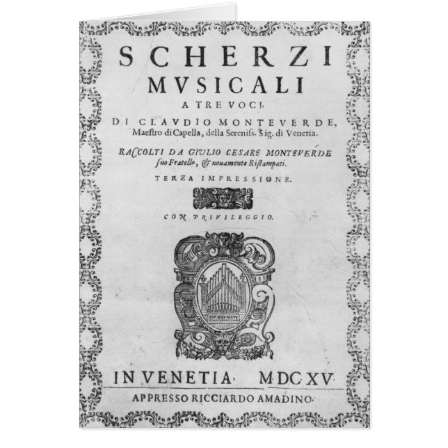Page titre des 'Scherzi Musicali (Devant)
