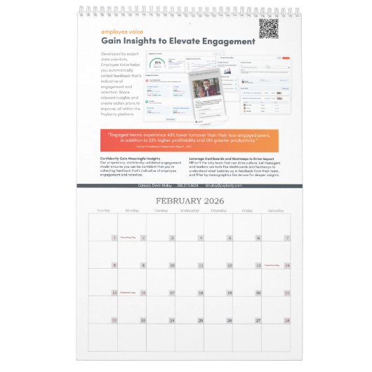 Page unique Calendrier 18 mois, blanc (Feb 2026)