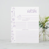Page vintage Lilac Lavender Floral Recette Classeu (Debout devant)