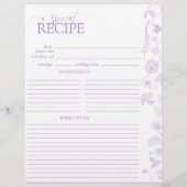 Page vintage Lilac Lavender Floral Recette Classeu (Dos)
