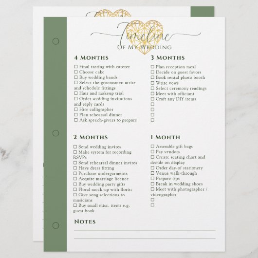 Page wedding planner 4 mois - 1 semaine (Devant / Derrière)