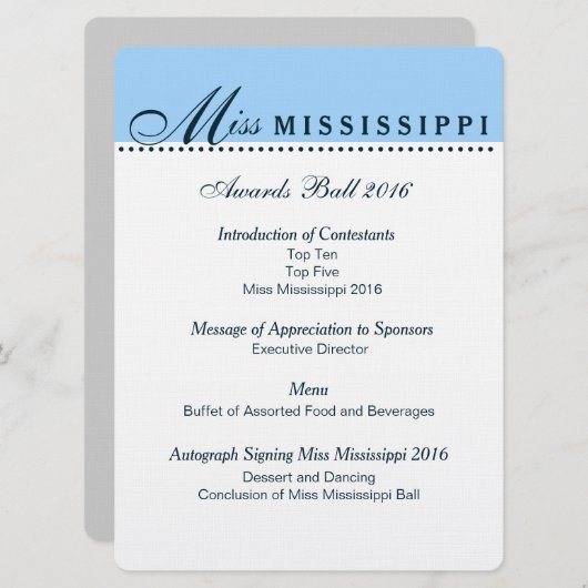 Pageant Awards Bal Programma (Voorkant / Achterkant)