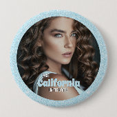 Pageant Button Pin | Aqua Glitter Glitz (Voorkant)