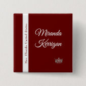 Pageant-Button | Rode achtergrond Vierkante Button 5,1 Cm (Voorkant)