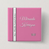Pageant-Button | Roze achtergrondse kroon Vierkante Button 5,1 Cm (Voorkant)