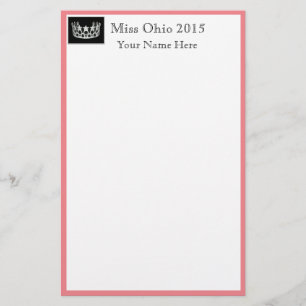 Pageant Crown & Aangepaste Naam Stationery Sheets Briefpapier