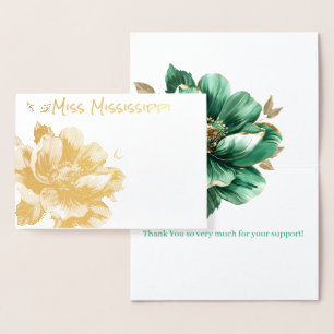 Pageant Crown & Magnolia Gold Folie Dank u kaart
