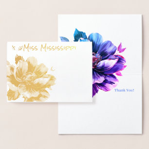 Pageant Crown & Magnolia Gold Folie Dank u kaart