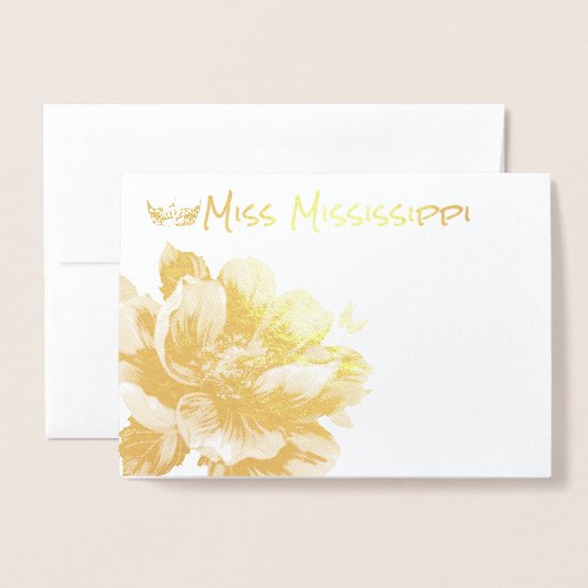 Pageant Crown & Magnolia Gold Folie Dank u kaart (Voorkant met envelop)