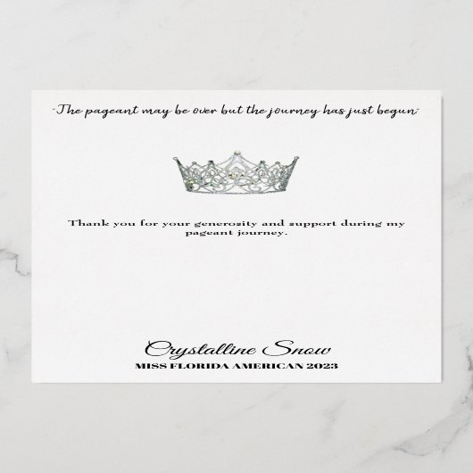 Pageant Essentials Folie bedankje Folie Feestdagenkaart (Achterkant)