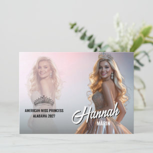 Pageant-handtekeningkaart Roze Ombre-dubbel foto Kaart