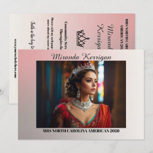 Pageant-handtekeningkaarten Roze Glam Horizontaal Kaart