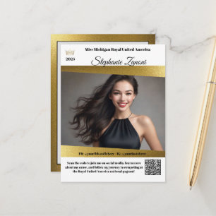 Pageant Promo Handtekeningkaart Goud Glans   QR Co Briefkaart