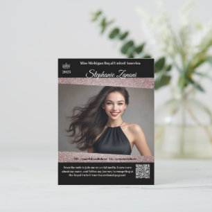 Pageant Promo-handtekeningkaart   QR-code Briefkaart