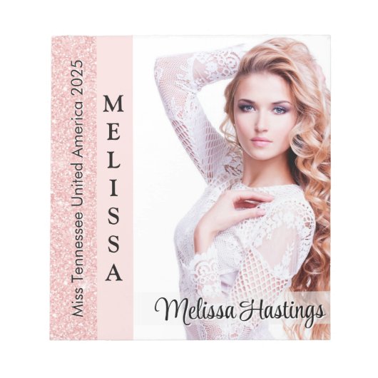 Pageant rose rose Glitz Autographe petit Bloc-note (Devant)