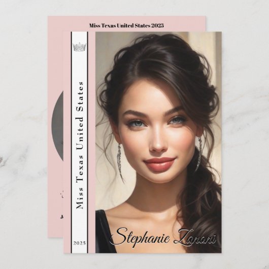 Pageant Sash Autograph Kaart Sjabloon (Voorkant / Achterkant)