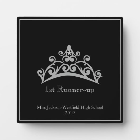 Pageant Silver Tiara Crown 1er Runner-up Plaque (Devant)