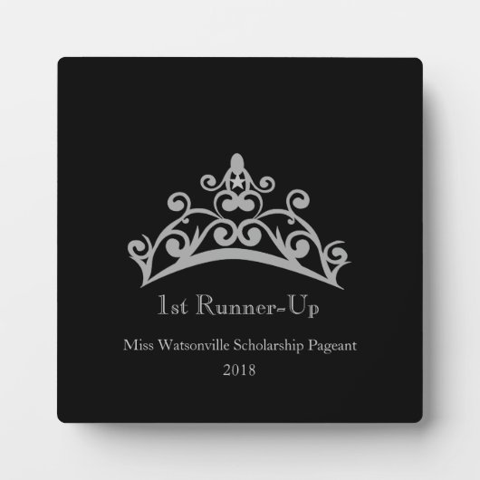 Pageant Silver Tiara Crown 1er Runner-up Plaque (Devant)