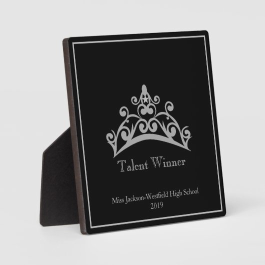 Pageant Silver Tiara Crown Talent Plaque (Recto)