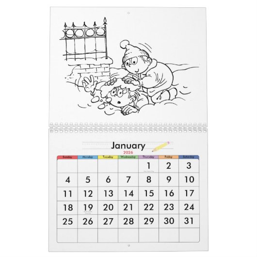 Pages De Coloration Du Calendrier Personnalisées 2 (Jan 2026)
