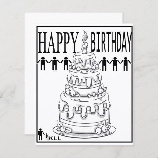 pages de coloriage de gâteau d'anniversaire (Devant / Derrière)