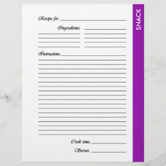 Pages de recette à 2 faces de SNACK violet