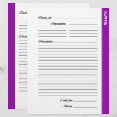 Pages de recette à 2 faces de SNACK violet (Devant / Derrière)