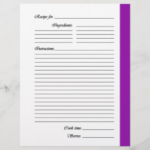 Pages de recette à deux côtés pourpres