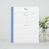 Pages de recette liées au format lettre bleue (Debout devant)