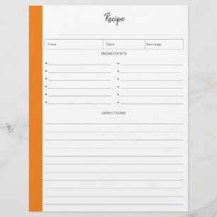 Pages de recette liées au format lettre orange