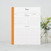 Pages de recette liées au format lettre orange (Debout devant)