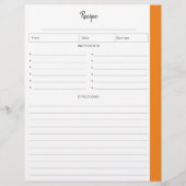 Pages de recette liées au format lettre orange (Dos)