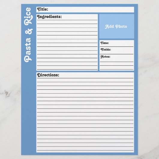 Pages de recette liées (bleu clair) (Dos)