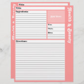 Pages de recette liées (rose) (Devant / Derrière)