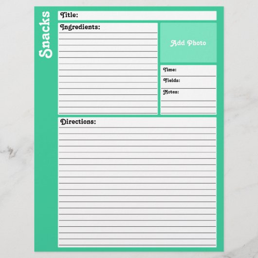 Pages de recette liées (Turquoise clair) (Dos)