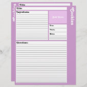 Pages de recette liées (violet clair) (Devant / Derrière)