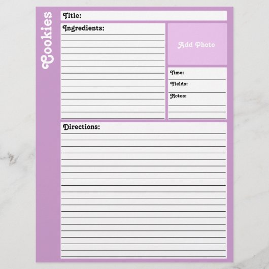 Pages de recette liées (violet clair) (Dos)