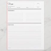 Pages de recette lin moderne au format lettre blan (Dos)