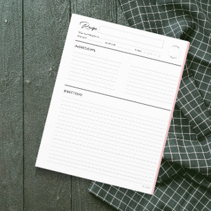 Pages de recette lin moderne au format lettre blan