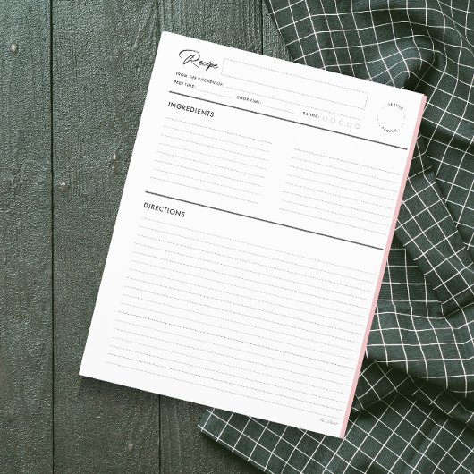 Pages de recette lin moderne au format lettre blan