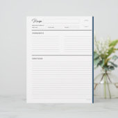 Pages de recette lin moderne en format lettre de m (Debout devant)