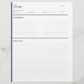Pages de recette lin moderne en format lettre de m (Dos)