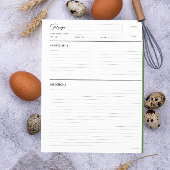 Pages de recette lin Moderne en format lettre vert