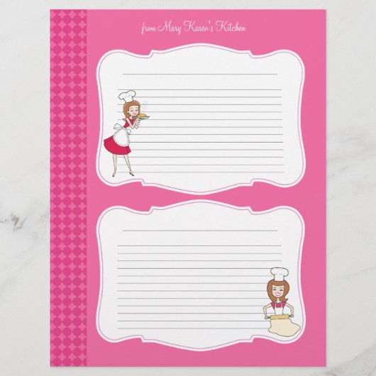 Pages de recette mignonnes pour les Classeurs (Devant)