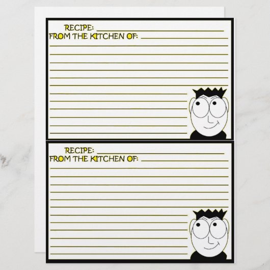 Pages de recette pour le Classeur de recette (Devant / Derrière)