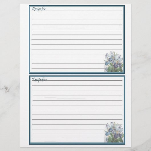 Pages de recette pour le Classeur de recette (Devant)