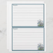 Pages de recette pour le Classeur de recette (Devant / Derrière)