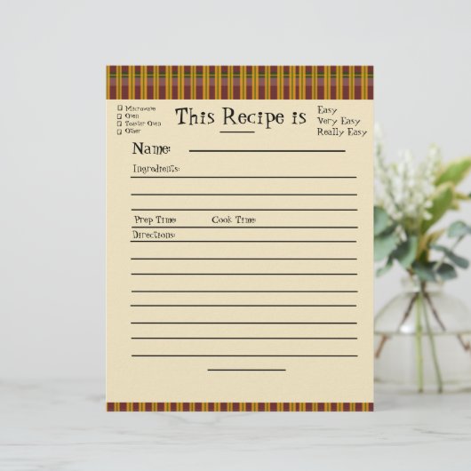 Pages de recette pour le Classeur prédéfini (Debout devant)