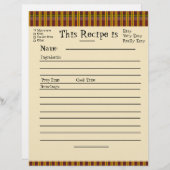 Pages de recette pour le Classeur prédéfini (Devant / Derrière)