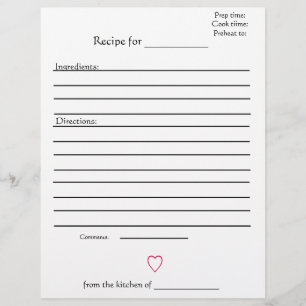 Pages de recette pour les livres de recettes pour